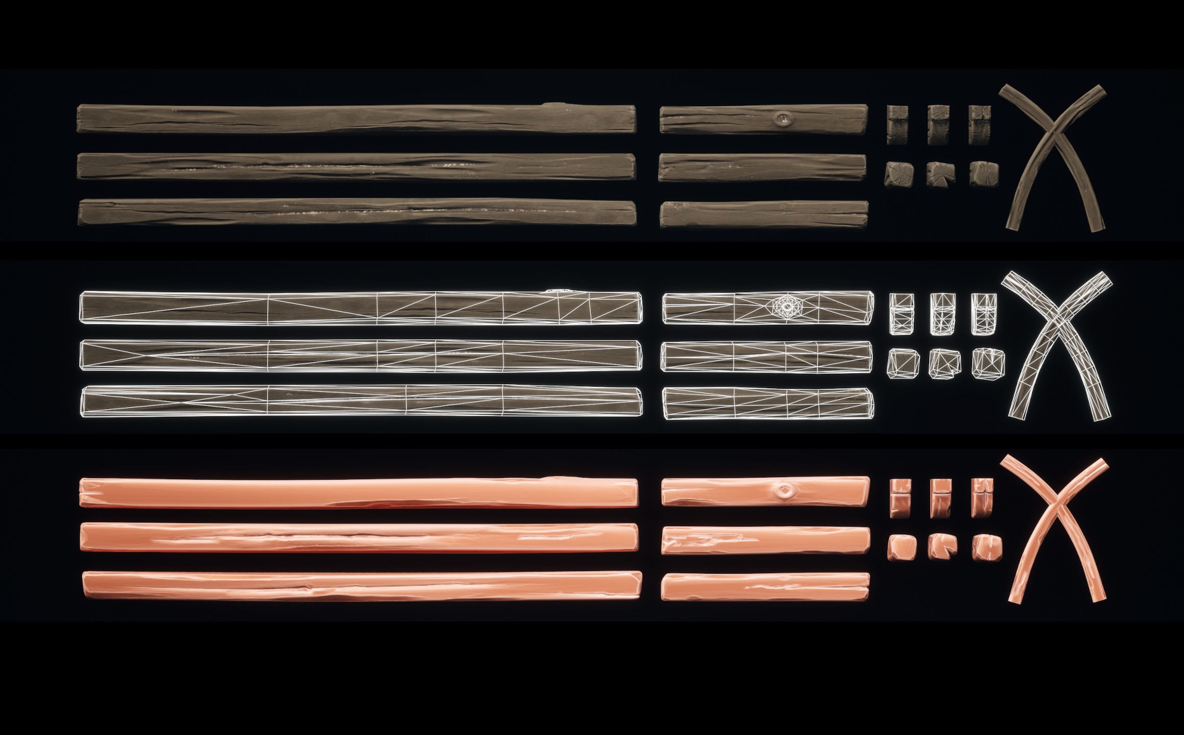 Wooden beams assets