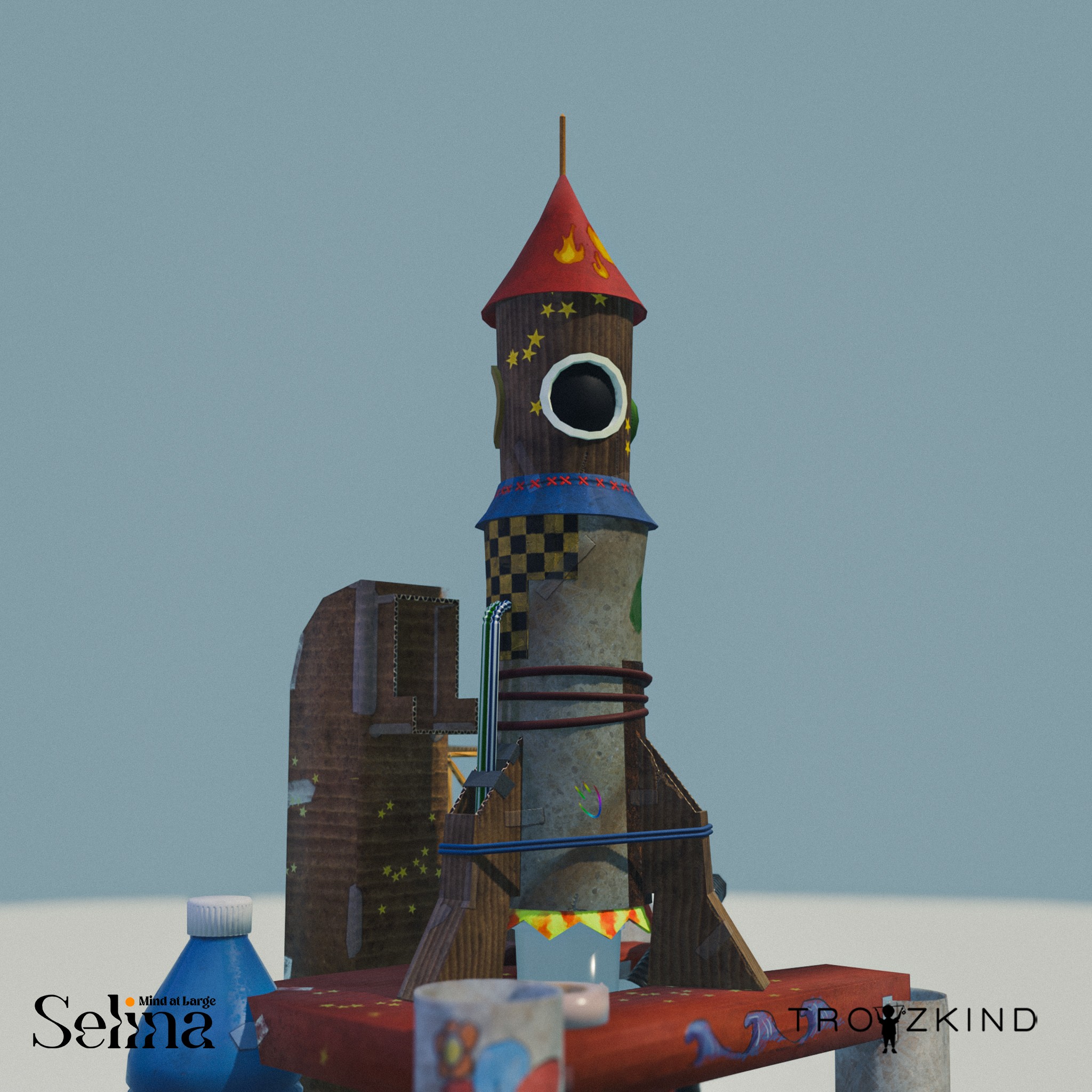 Selina's selfmade Toy Rocket Render