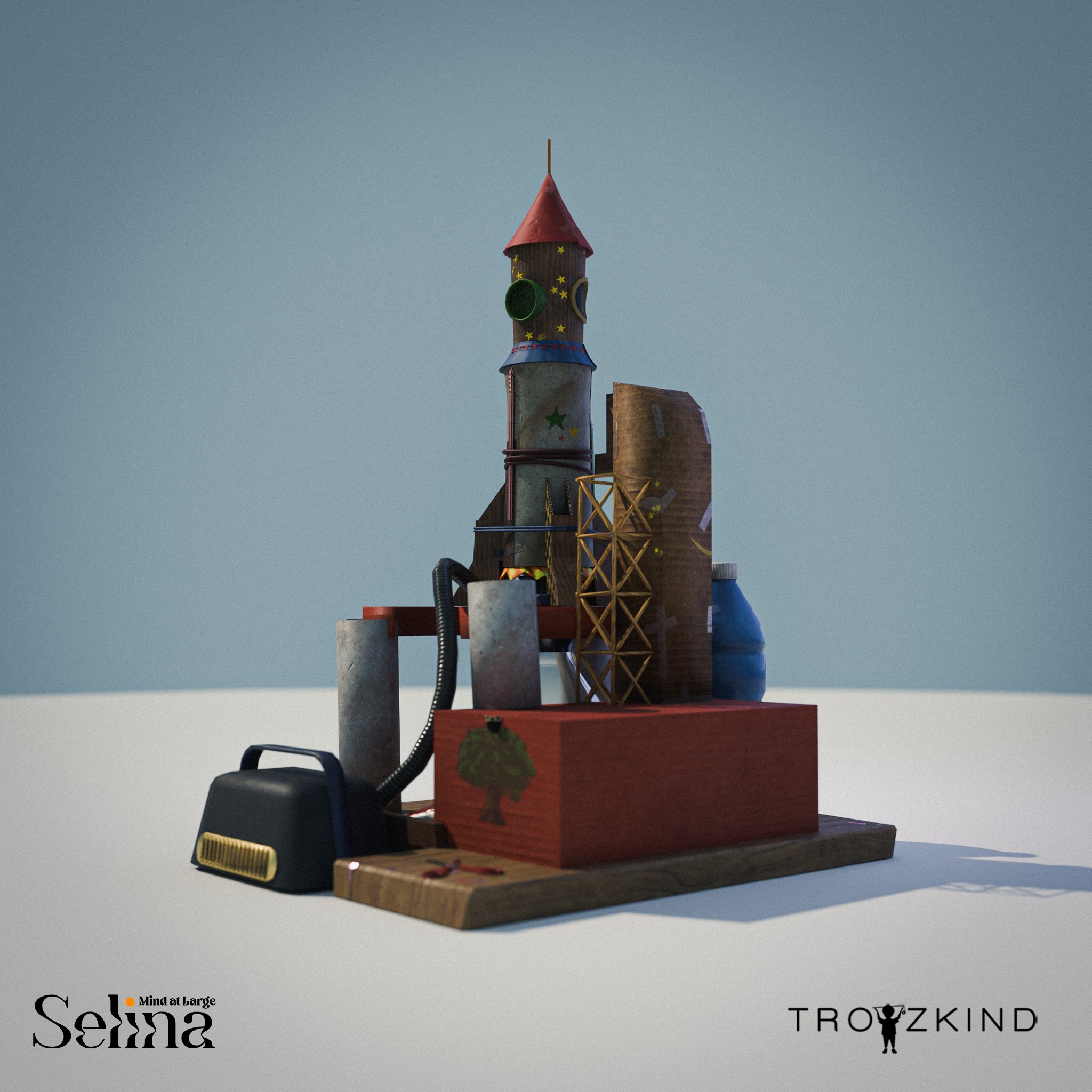 Selina's selfmade Toy Rocket Render